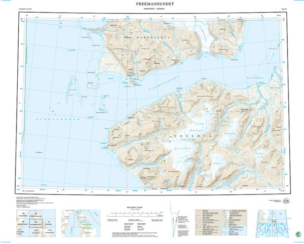 E9 Freemansundet 1:100 000 - Svalbardkart - Lnr 8840