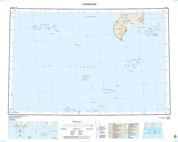 E12 Tusenøyane 1:100 000 - Svalbardkart - Lnr 8843