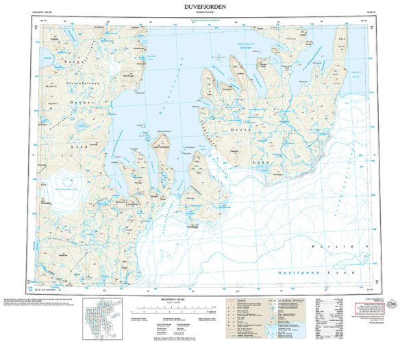 F3 Duvefjorden 1:100 000 - Svalbardkart - Lnr 8846