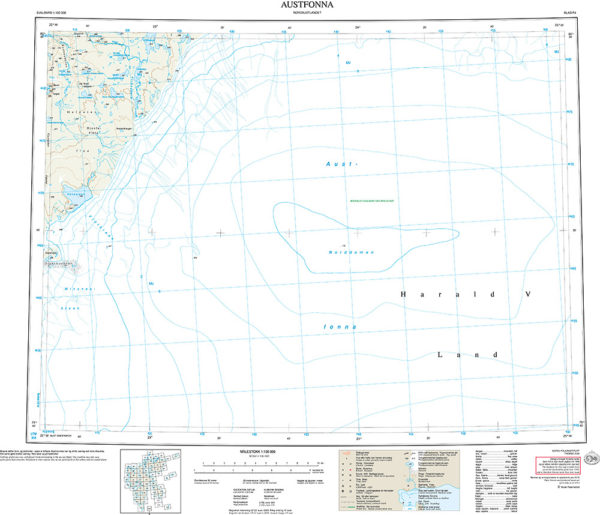 F4 Austfonna 1:100 000 - Svalbardkart - Lnr 8847