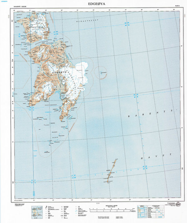 Edgeøya (S500)-Blad 2, 1:500 000 - Svalbardkart - Lnr 8864