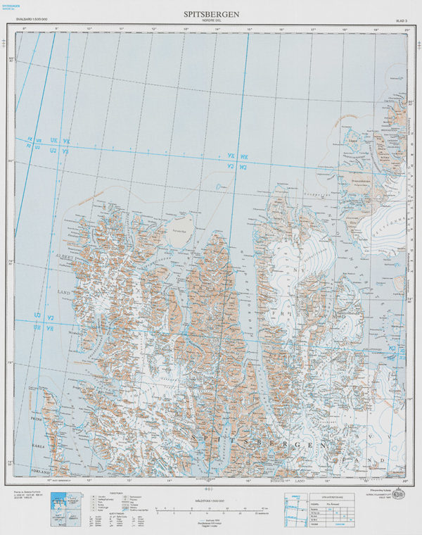 Spitsbergen nord (S500)-Blad 2, 1:500 000 - Svalbardkart - Lnr 8865