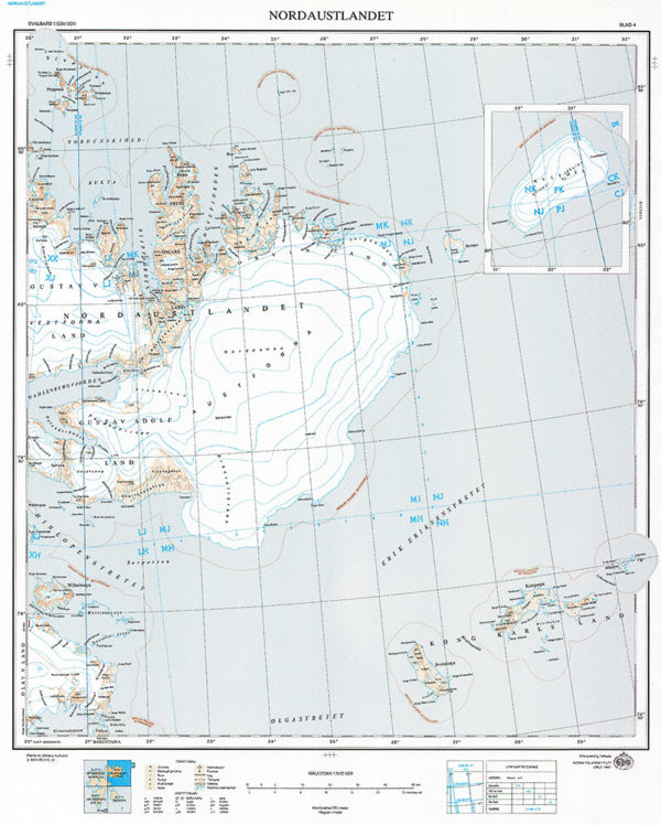 Nordaustlandet (S500)-Blad 2, 1:500 000 - Svalbardkart - Lnr 8866