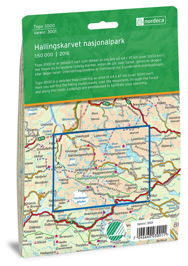 Hallingskarvet nasjonalpark - Topo3000- Lnr 3001