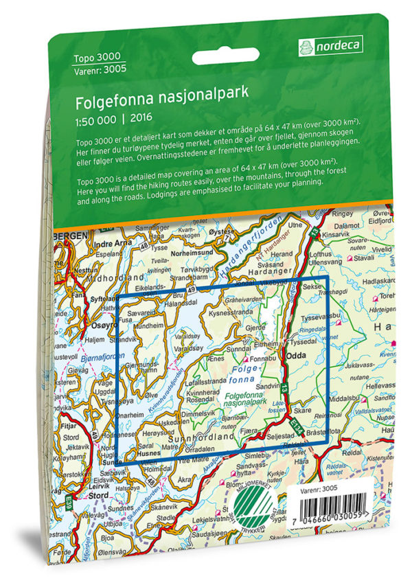 Folgefonna Nasjonalpark - Topo3000- Lnr 3005