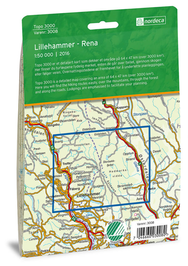 Lillehammer- Rena - Topo3000- Lnr 3008