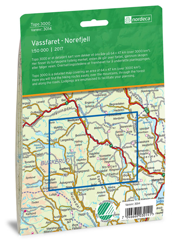 Vassfaret-Norefjell - Topo3000- Lnr 3014