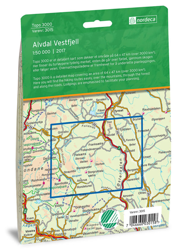 Alvdal Vestfjell - Topo3000- Lnr 3015