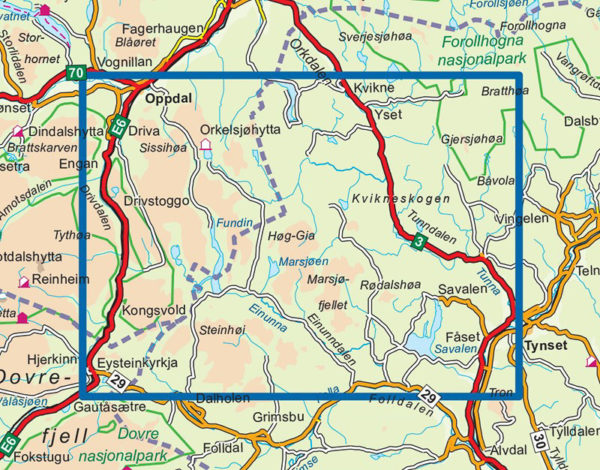 Dovrefjell Øst - Topo3000- Lnr 3020