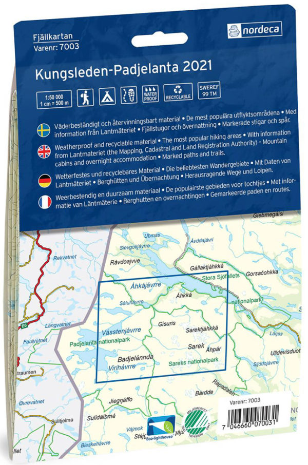 Kungsleden-Padjelanta - Svensk fjellkart