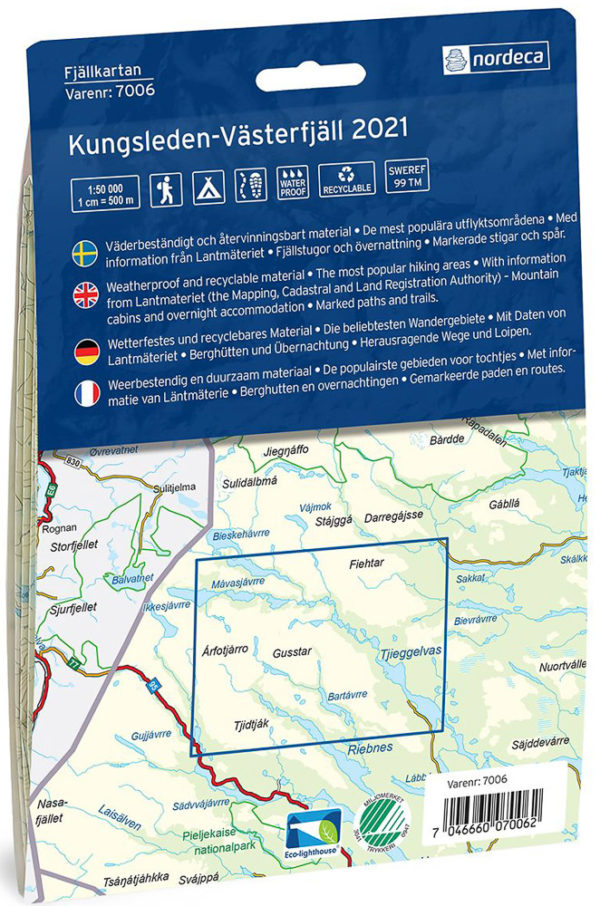 Kungsleden-Västerfjäll - Svensk fjellkart