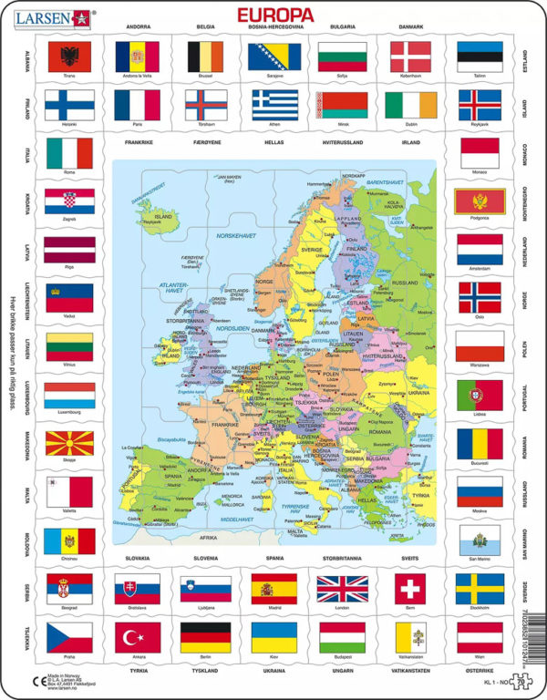 Puslespill - Europakart m/flagg - KL1