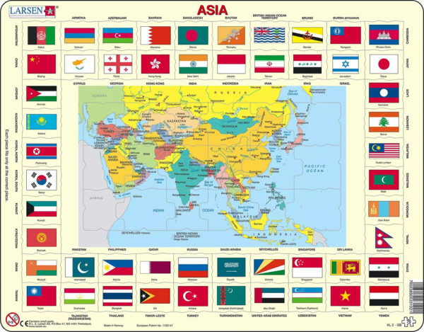 Puslespill - Asiakart m/flagg - KL2