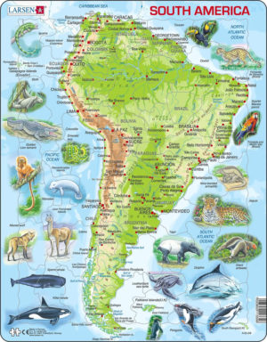 Puslespill - Sør-Amerika, kart med dyr - A25