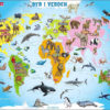 Puslespill -Verden, kart med dyr - A34