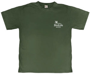 T-skjorte Birdlife Norge- Olivengrønn farge med logo