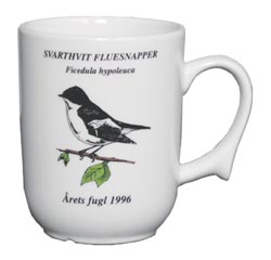 Svarthvit fluesnapper krus - Årets fugl 1996