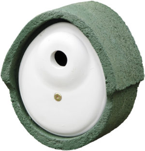 Fuglekasse i trebetong - 32mm - Oval, grønn, Woodstone