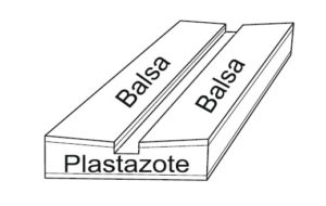 Spennbrett av balsatre og plastazote - Vinklet, mellomrom 4.0mm, listebredde 20mm, 30cm lengde