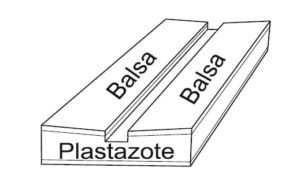 Spennbrett av balsatre og plastazote - Vinklet, mellomrom 8.0 mm, listebredde 40mm, 30cm lengde
