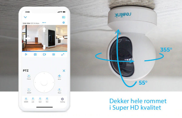 Reolink E1 3MP innendørs wifi kamera med Pan og Tilt