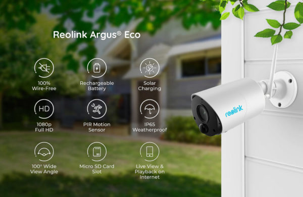 Reolink Argus Eco - Batteridrevet wifi utendørs overvåkningskamera med app - 100% trådløst
