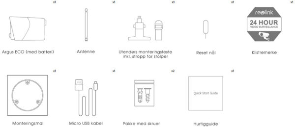 Reolink Argus Eco - Batteridrevet wifi utendørs overvåkningskamera med app - 100% trådløst