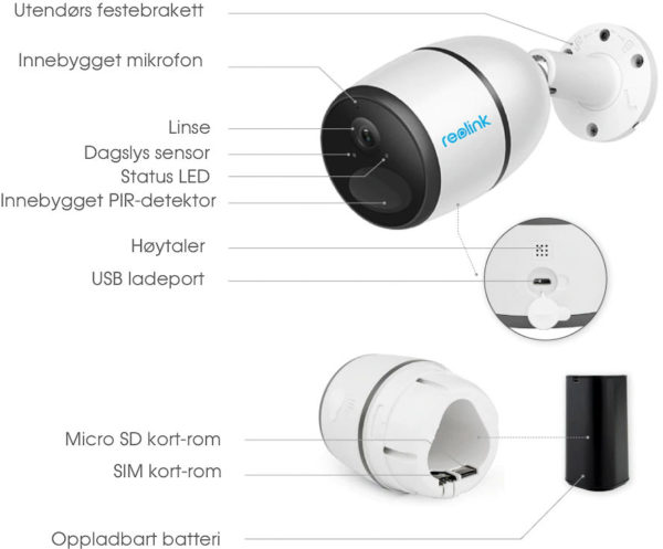 Reolink Go Plus - 4G AI utendørs batteridrevet overvåkningskamera med app
