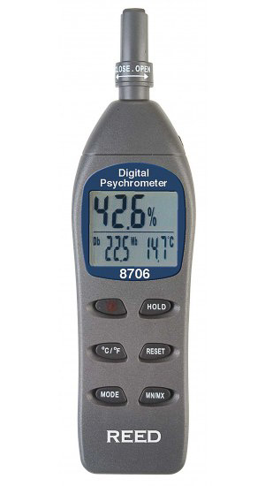 REED 8706 Digital Psychrometer / Thermo-Hygrometer, Wet Bulb, Dew Point, Temperature, Humidity