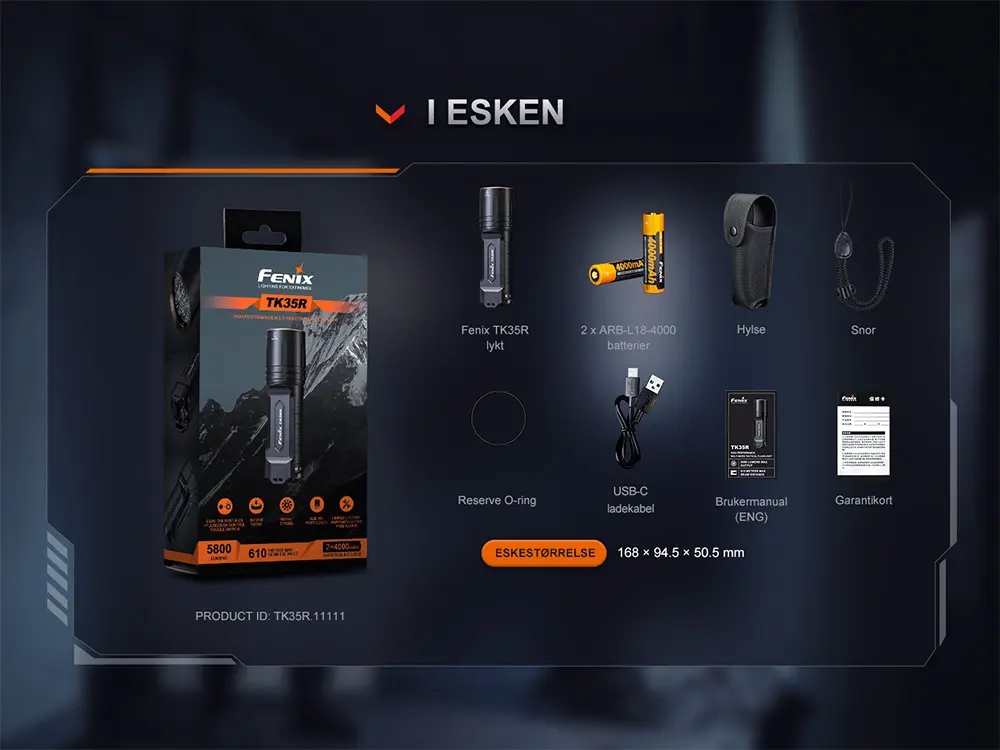 Fenix TK35R Hvit/UV - 5800 lumen LED lykt