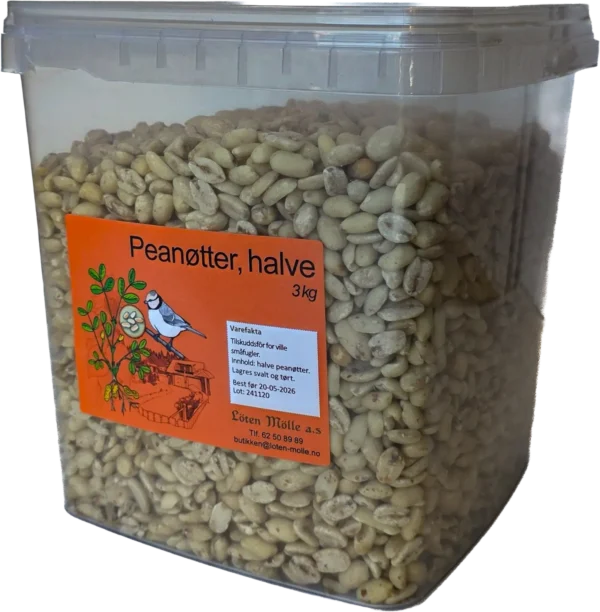 Peanøtter, halve, 3 kg i bøtte