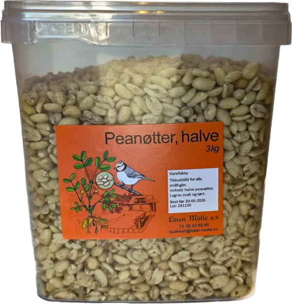 Peanøtter, halve, 3 kg i bøtte