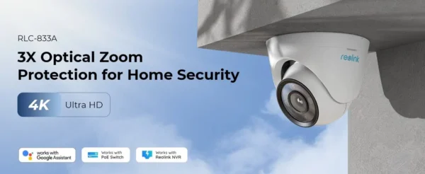 Reolink RLC-833A Smart 4K PoE kamera med 3X optisk zoom, dome