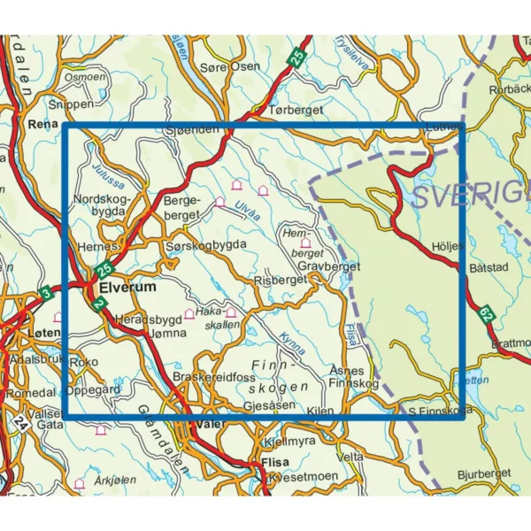 Finnskogen Nord - Topo3000- Lnr 3034