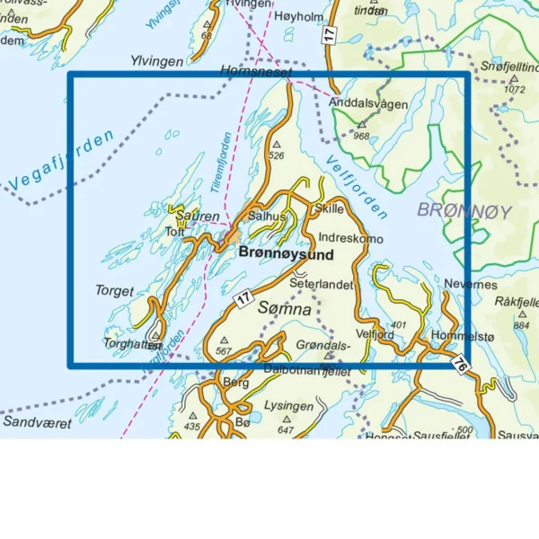 Brønnøysund - Topo 750 Turkart- Lnr 3750