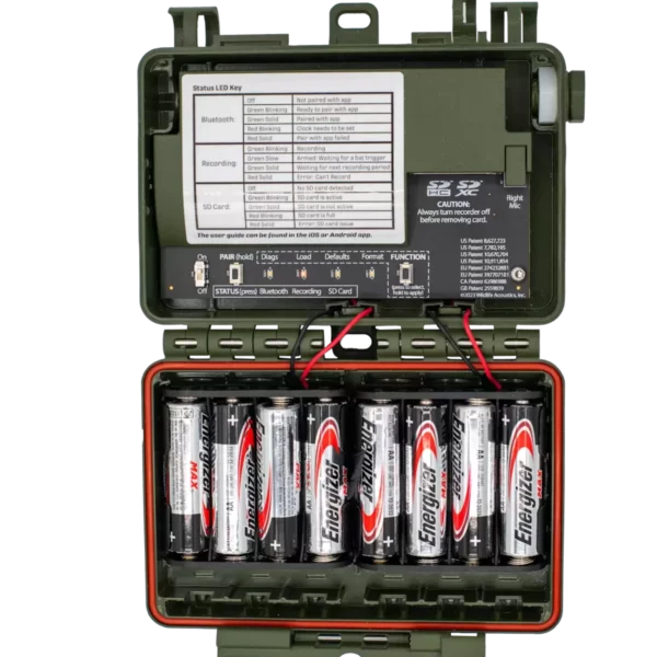 Wildlife Acoustics Song Meter Mini Bat 2 AA - Lydopptaker for flaggermus_open_inside