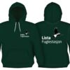 Hettegenser med Lista Fuglestasjon logo - Flaskegrønn