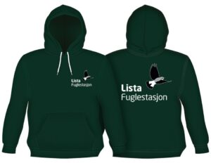 Hettegenser med Lista Fuglestasjon logo - Flaskegrønn