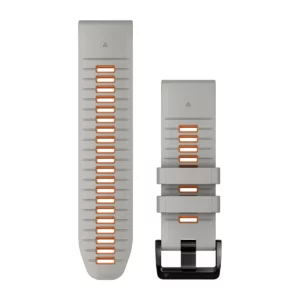 Garmin QuickFit 26-klokkeremmer, Tåkegrå/oransje silikon