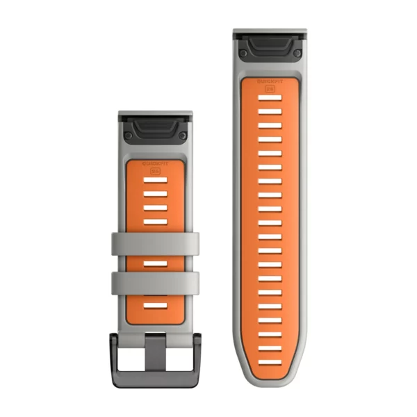 Garmin QuickFit 26-klokkeremmer, Tåkegrå/oransje silikon