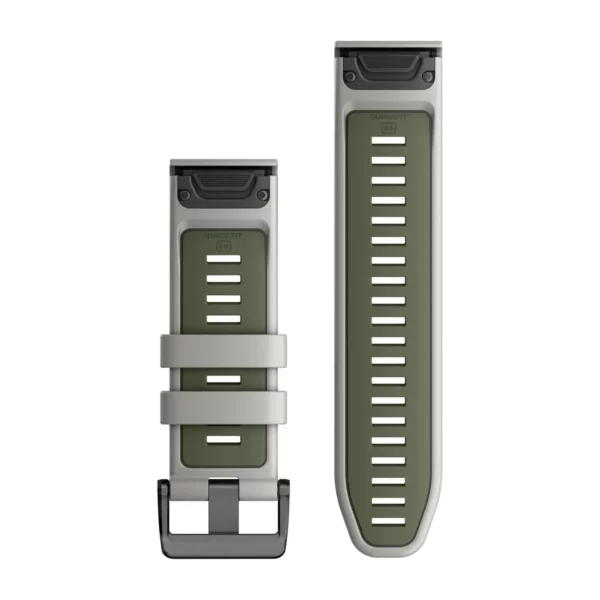 Garmin QuickFit 26-klokkeremmer, Tåkegrå/Mose-farget silikon