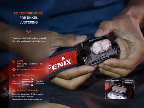 Fenix Hodelykt HM65R-T-V2 - 1600 lumen LED lykt