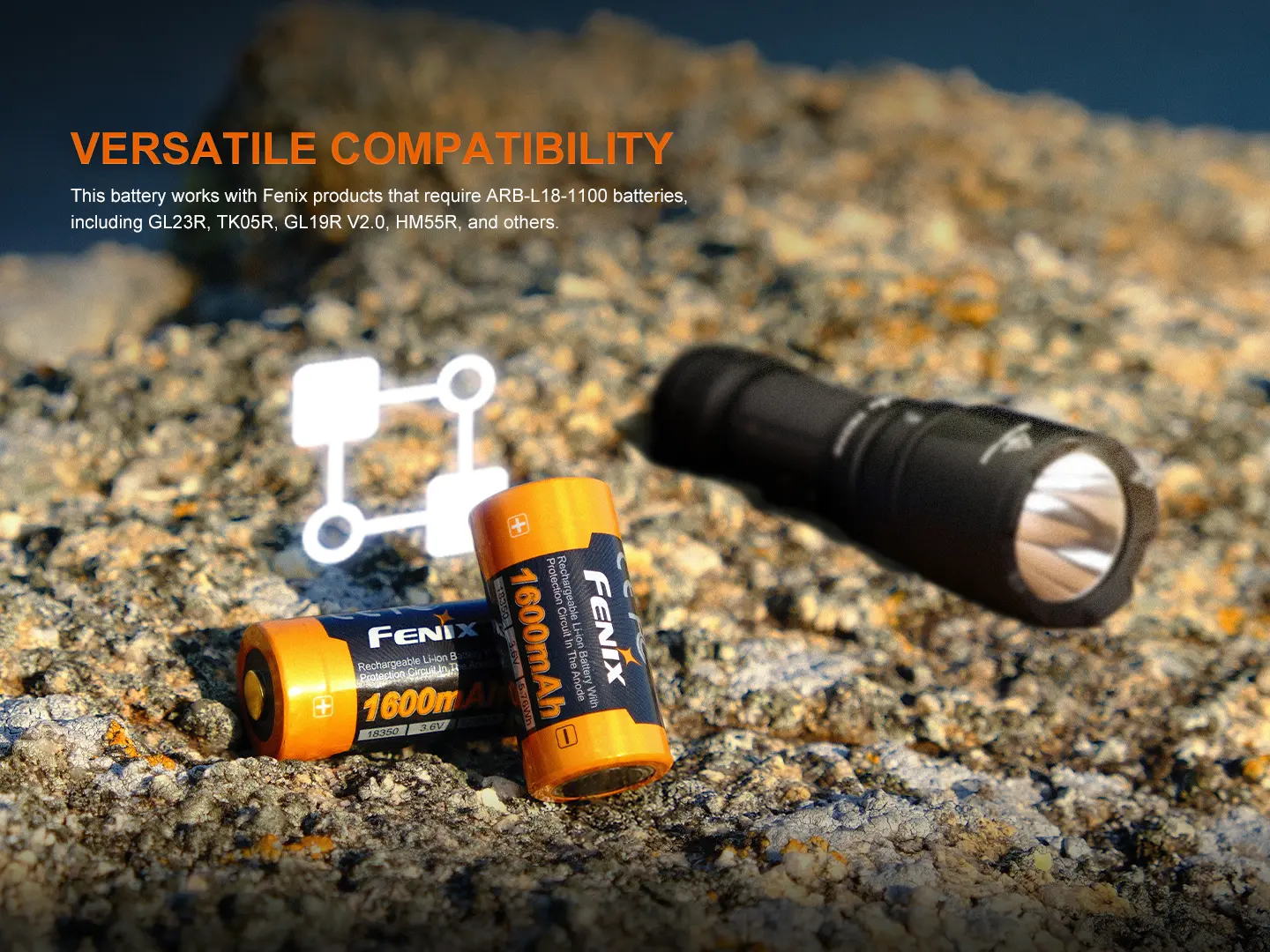 Fenix ARB-L18-1600 18350Batteri oppladbar 1600mAh