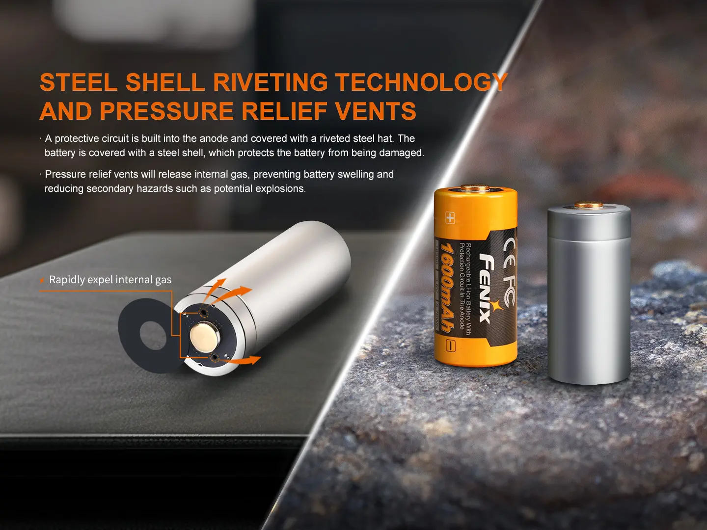 Fenix ARB-L18-1600 18350Batteri oppladbar 1600mAh