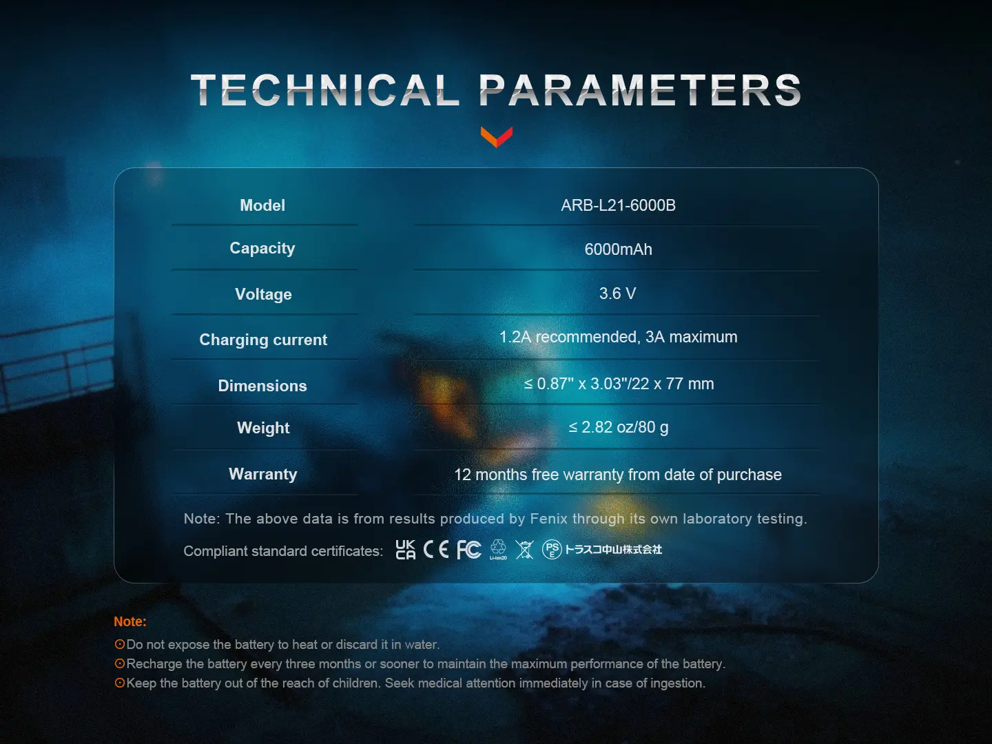Fenix ARB-L21-6000B 21700 Batteri USB-C 6000mAh