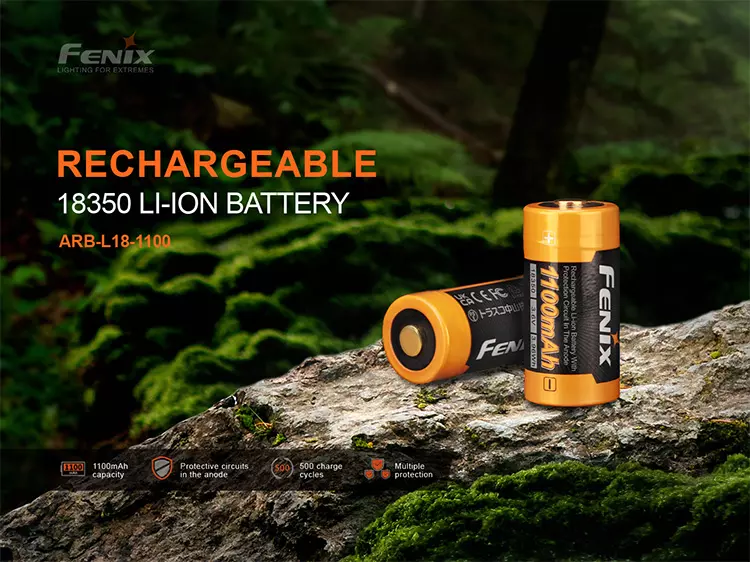 Fenix 18350 CR123 LI-ION Batteri oppladbar 1100mAh