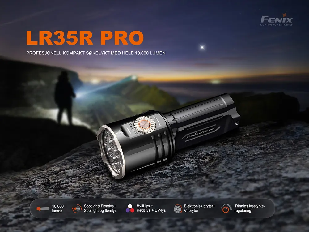 Fenix LR35R PRO- 10000 lumen LED lykt med UV
